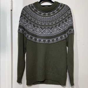 Treasure & Bond Olive and Gray Crewneck Sweater Soft with Alpaca Merino Wool XS